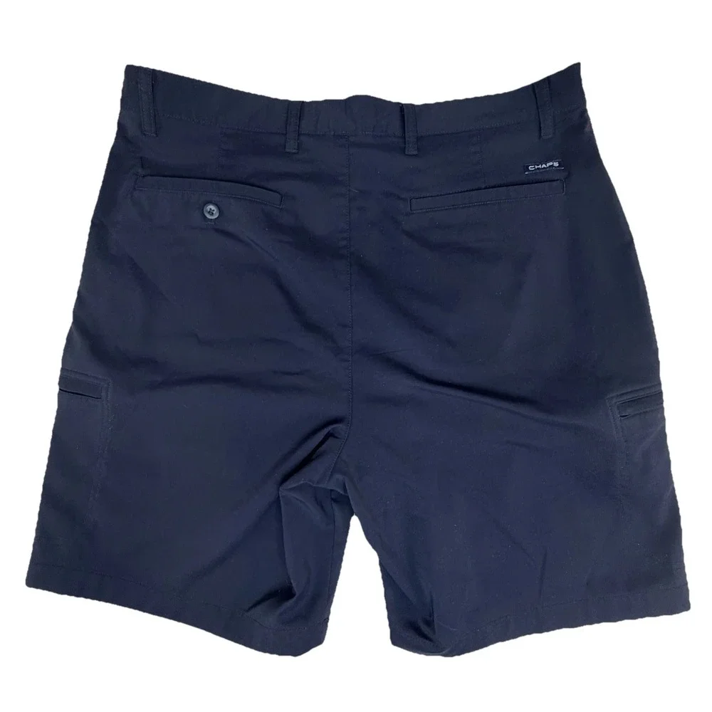Chaps Golf Mens Performance Shorts Sz 36 Navy Stretch Chino Flat Front 9" inseam - Picture 2 of 8